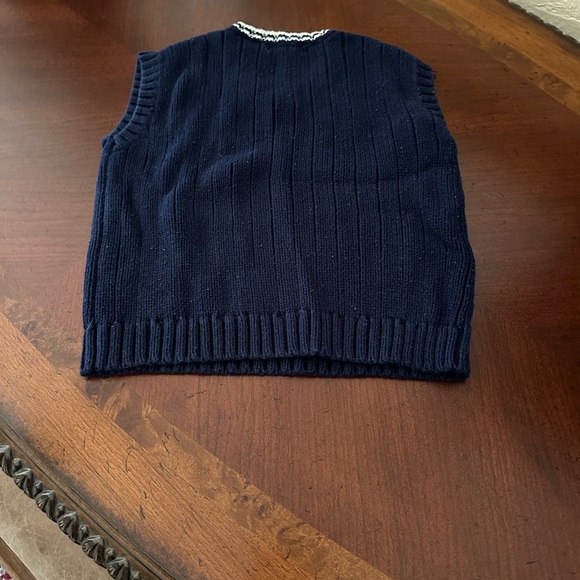 Ralph Lauren boys sz 4T 100% cotton navy blue & white knit vest Good condition - Picture 3 of 3